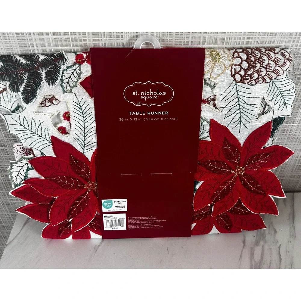 Poinsettia Christmas Table Runner‎ 13